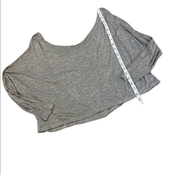 ROBIN K Grey Macramé Open Back Cropped Bat Sleeve Casual Cotton Top S - Picture 4 of 7